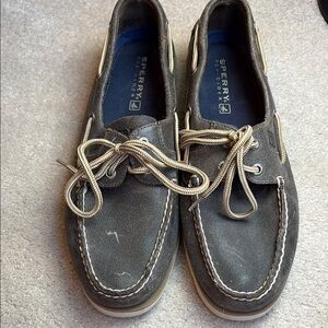 🍿Sperry Gray leather Boat Shoes with Moccasin Stitching